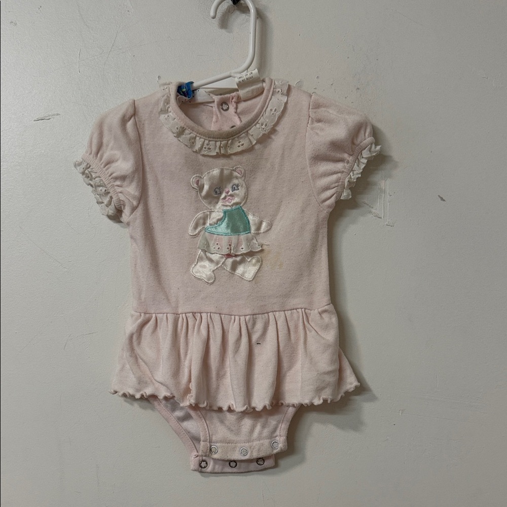 Pink Bear Embroidered Kids Bodysuit 90’s